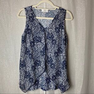 Shannon Ford blue floral sleeveless blouse~M